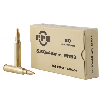 PPU Mil-Spec 5.56x45MM NATO 55gr FMJBT 20 Rounds