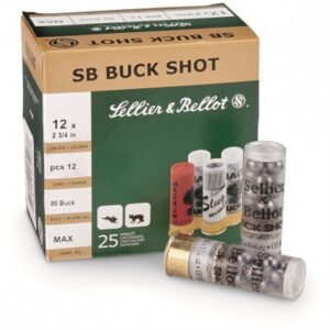 Sellier & Bellot Shotgun 12 Gauge 2.75" 9 Pellets 00 Buck Shot 25 Shells
