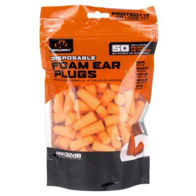 Walker's In-the-Ear Foam Hearing Protection 50 Pairs Per Bag
