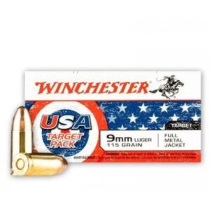 Winchester USA 9mm 115gr FMJ Target Pack 200-Round Box